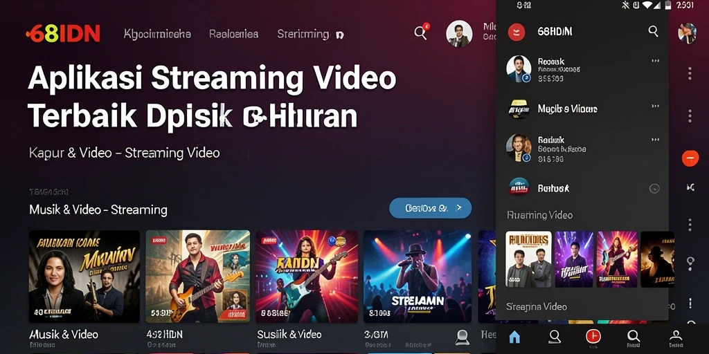 Antarmuka aplikasi 68IDN yang menarik dan ramah pengguna untuk Streaming Video.