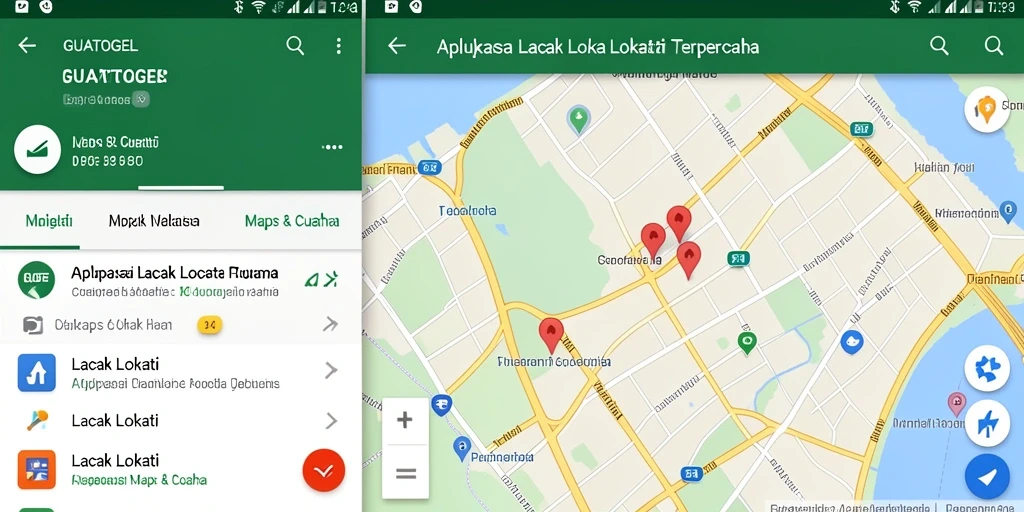 Tampilan antarmuka aplikasi GUATOGEL untuk pelacakan lokasi.