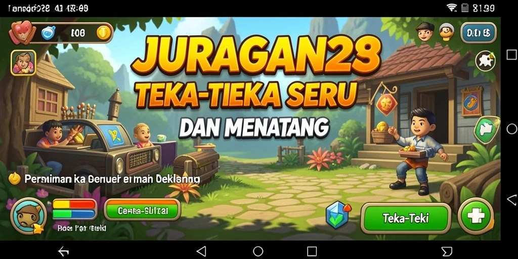 Tampilan antarmuka JURAGAN28 dengan teka-teki yang menarik.
