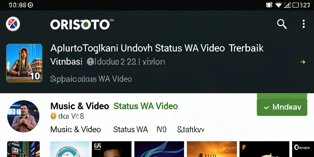 Antarmuka ORISTOTO menampilkan berbagai pilihan video status yang menarik.