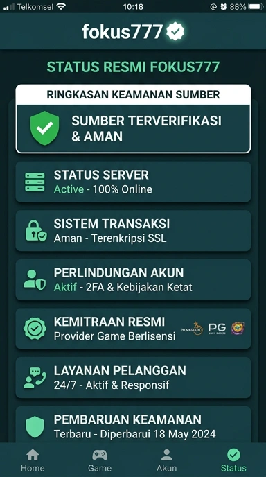 Tampilan kanal resmi fokus777